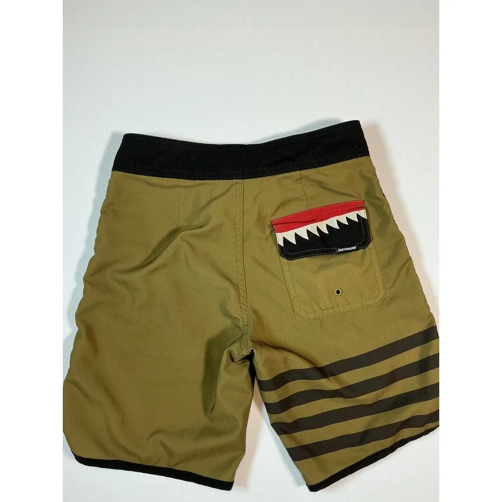 Fasthouse After Hours Bomber Boardshorts Olive Youth Boys Swim Trunks Size 24